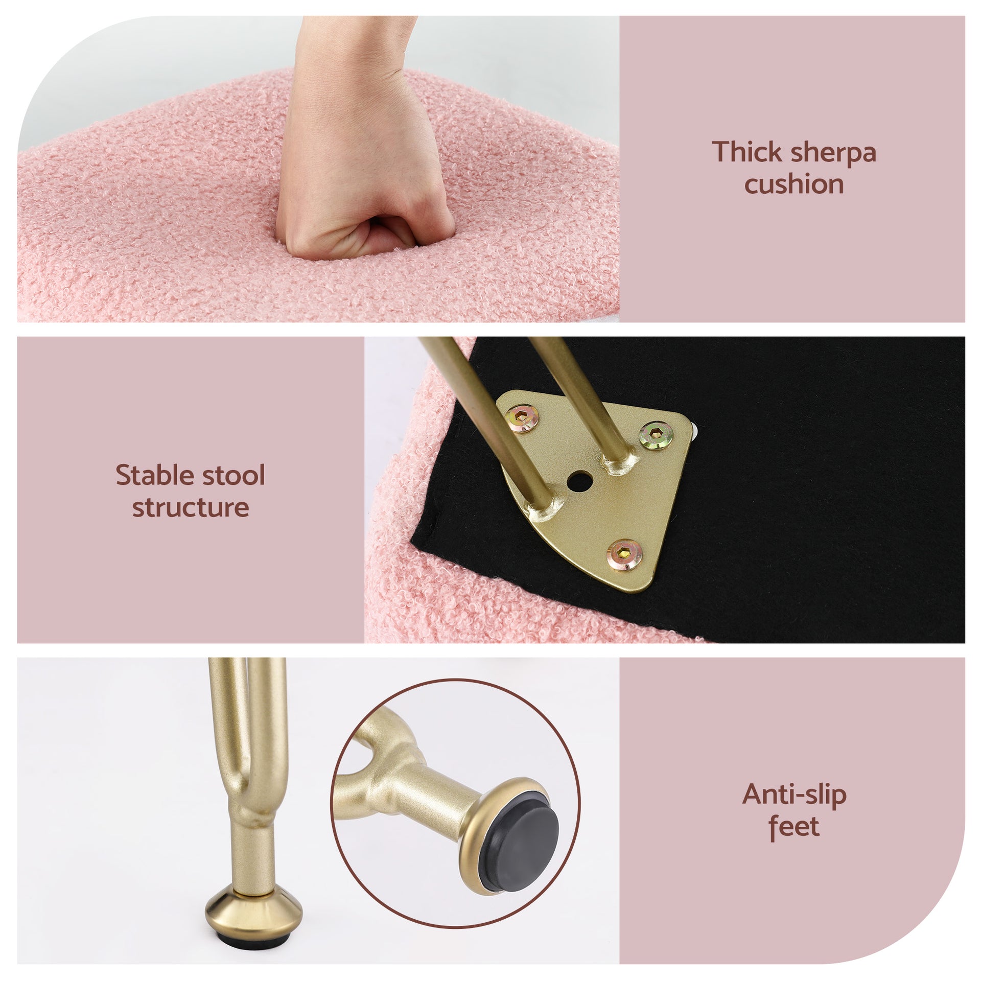 Artiss Storage Ottoman Vanity Stool Foot Stool Folding Back Pink Awezingly