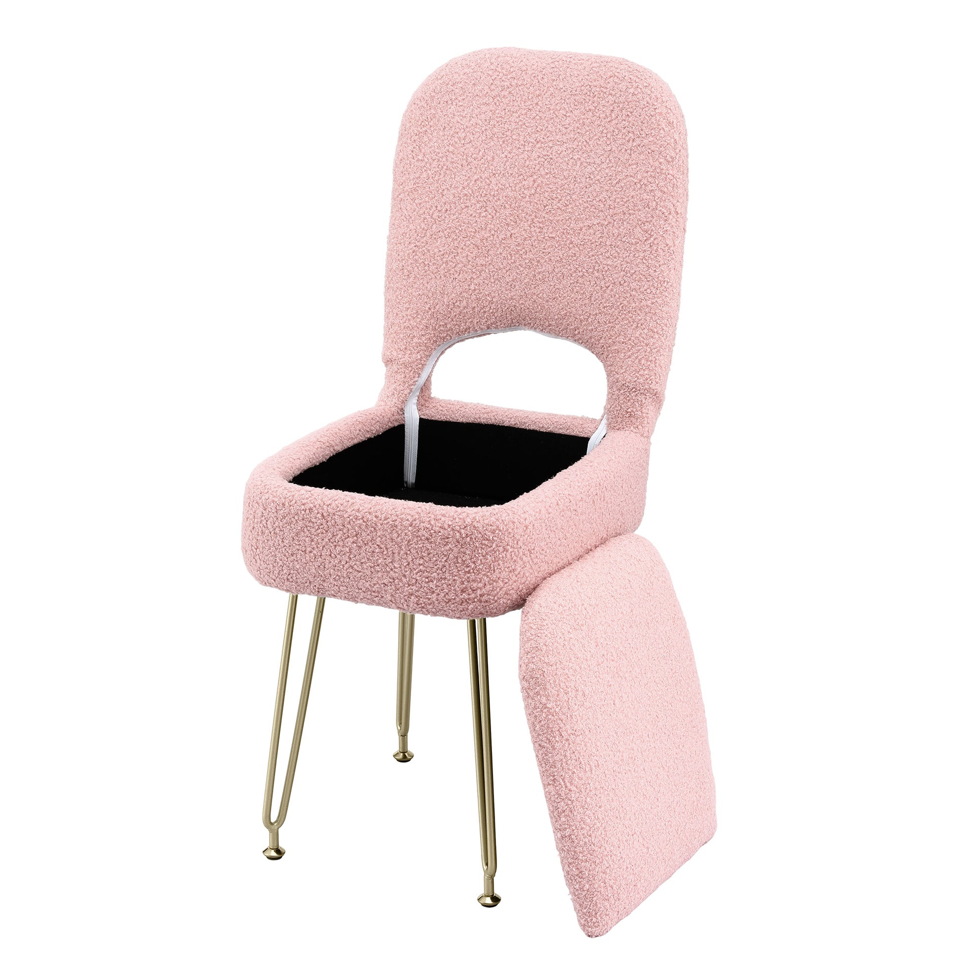 Artiss Storage Ottoman Vanity Stool Foot Stool Folding Back Pink Awezingly