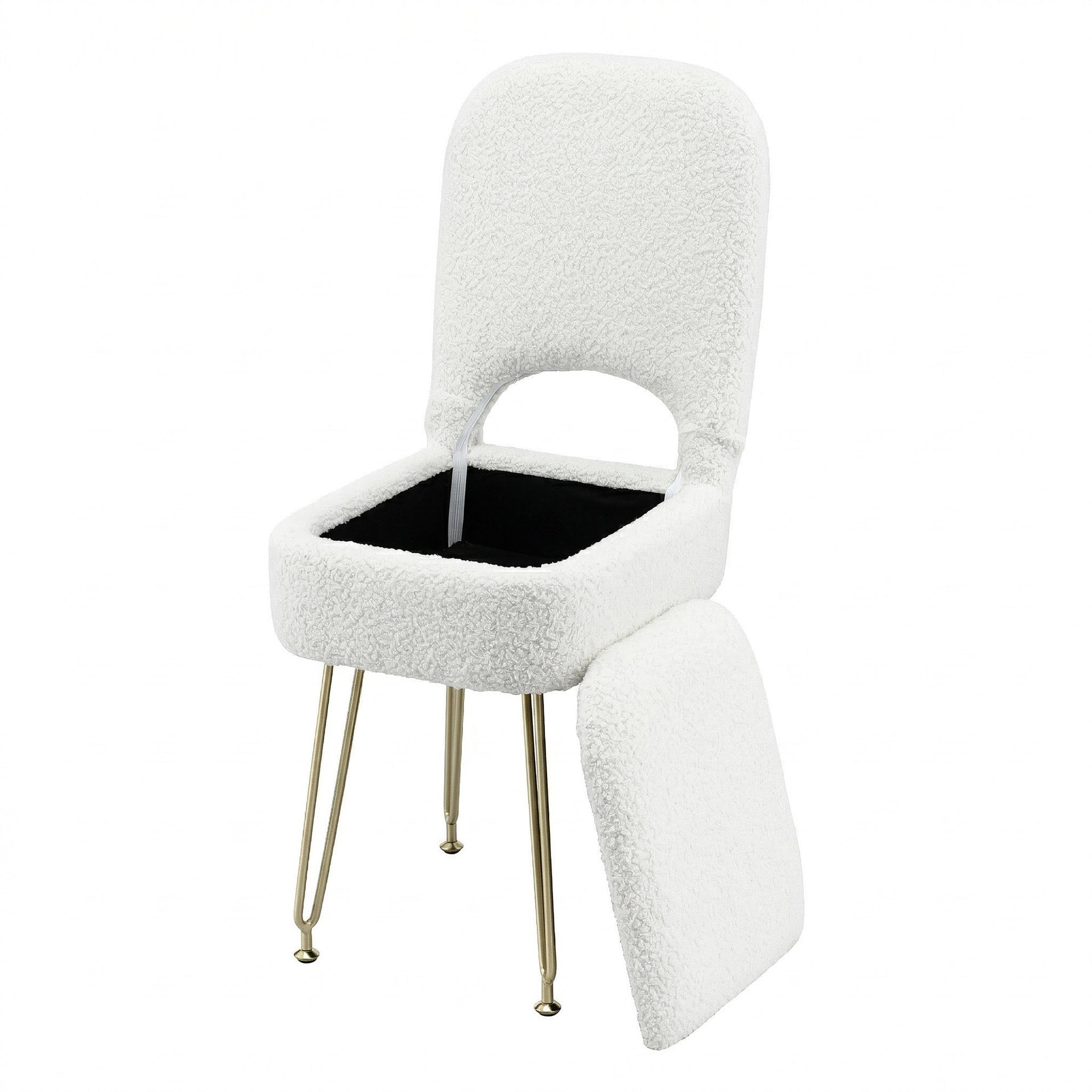 Artiss Storage Ottoman Vanity Stool Foot Stool Folding Back White Awezingly