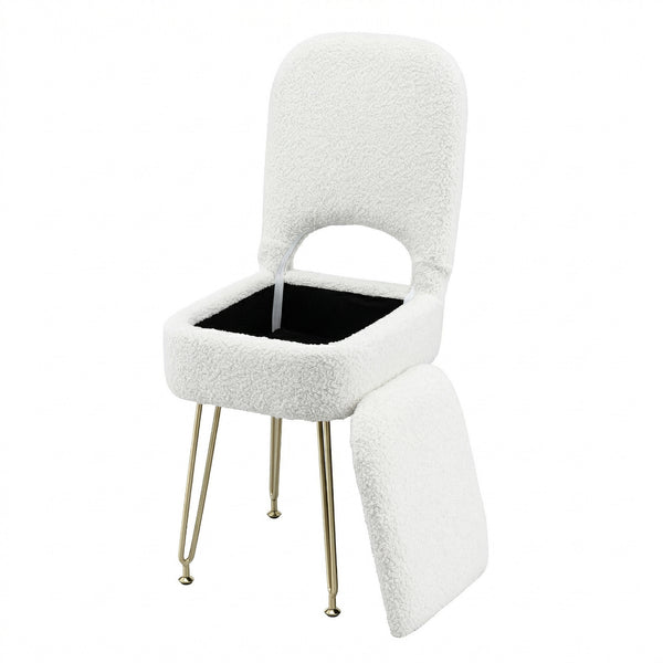 Artiss Storage Ottoman Vanity Stool Foot Stool Folding Back White Awezingly