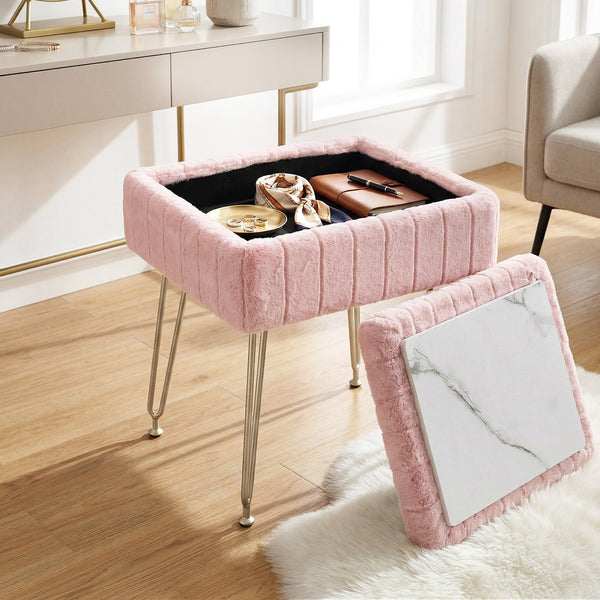 Artiss Storage Ottoman Vanity Foot Stool Pink Awezingly