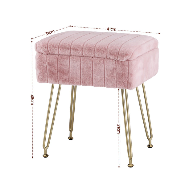 Artiss Storage Ottoman Vanity Foot Stool Pink Awezingly