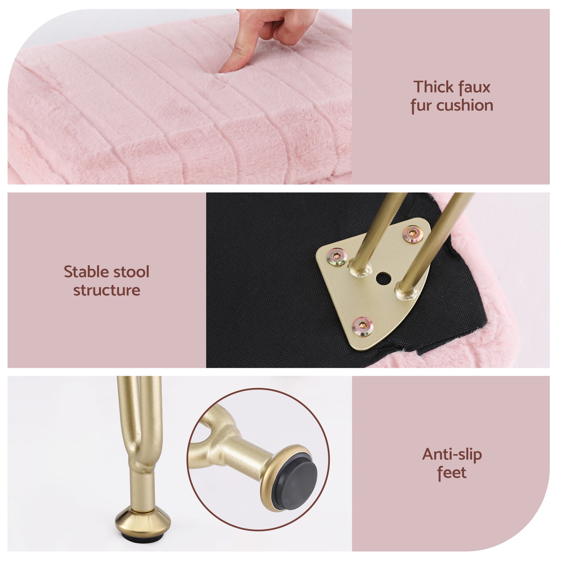 Artiss Storage Ottoman Vanity Foot Stool Pink Awezingly