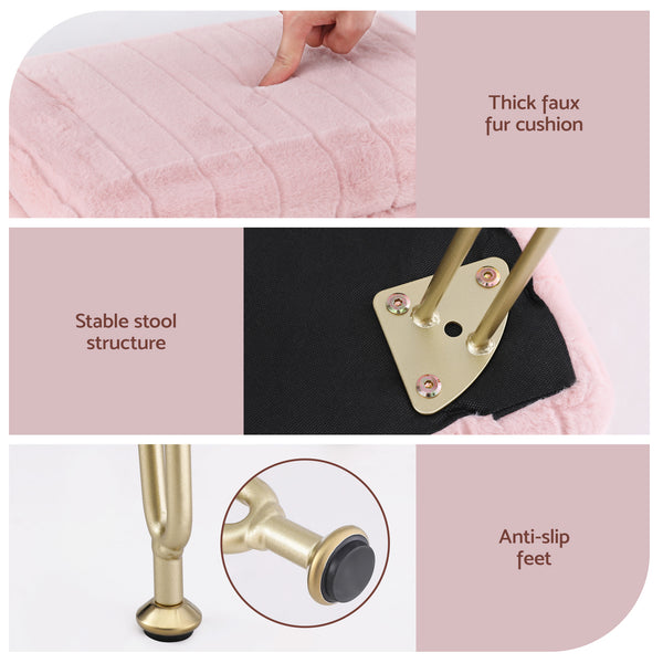 Artiss Storage Ottoman Vanity Foot Stool Pink Awezingly
