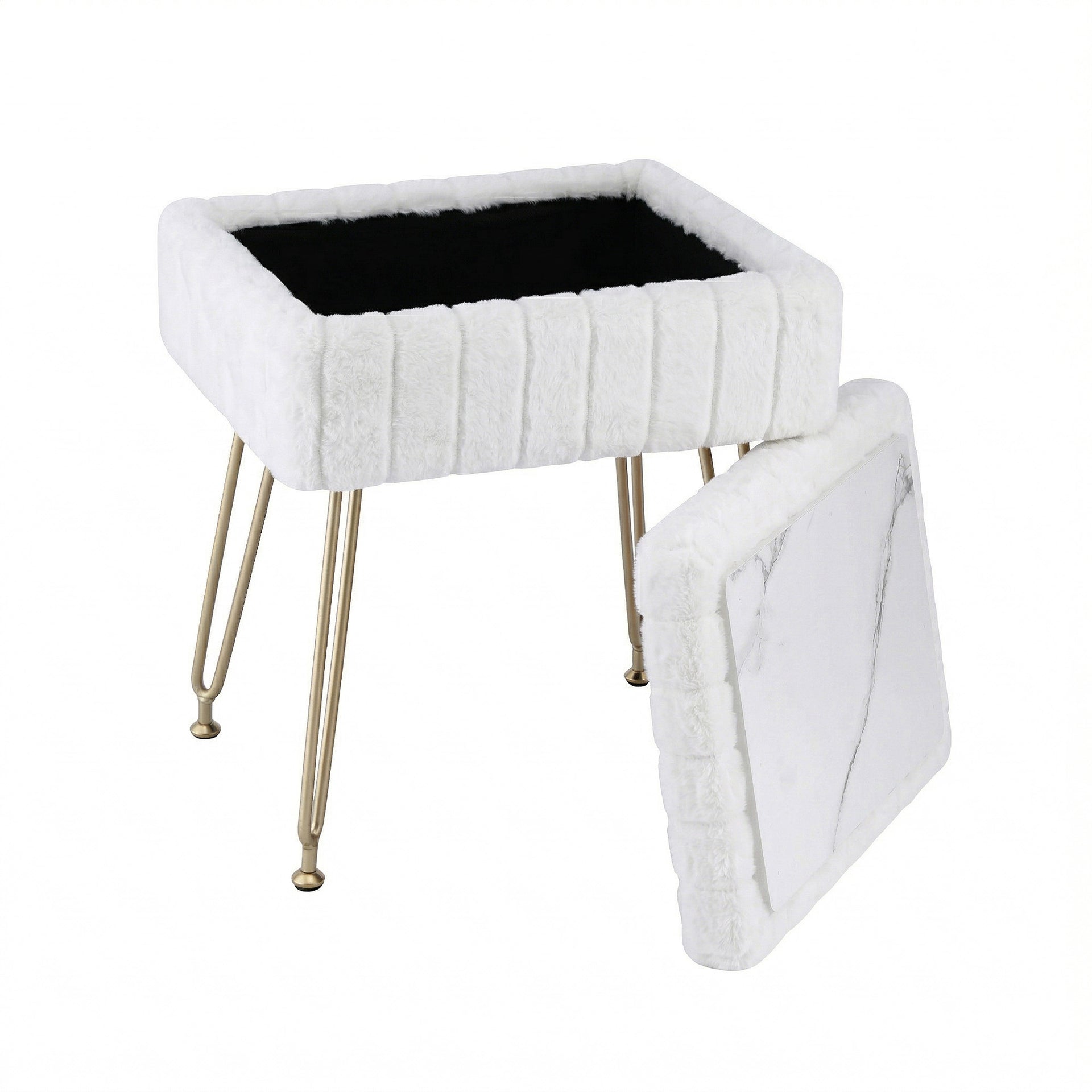 Artiss Storage Ottoman Vanity Foot Stool White Awezingly