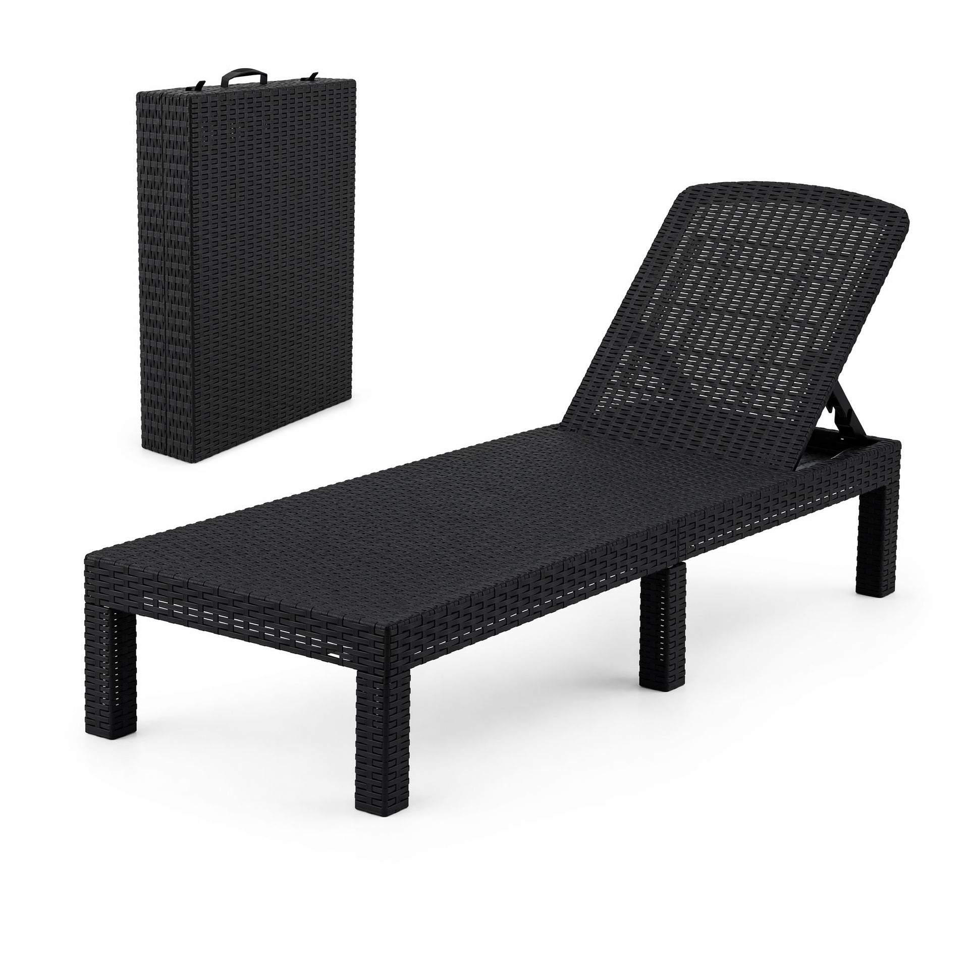 Gardeon Sun Lounge Outdoor Folding Recliner Patio Pool Beach Chair Rattan Black Awezingly