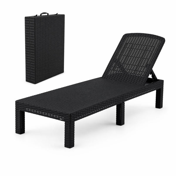 Gardeon Sun Lounge Outdoor Folding Recliner Patio Pool Beach Chair Rattan Black Awezingly