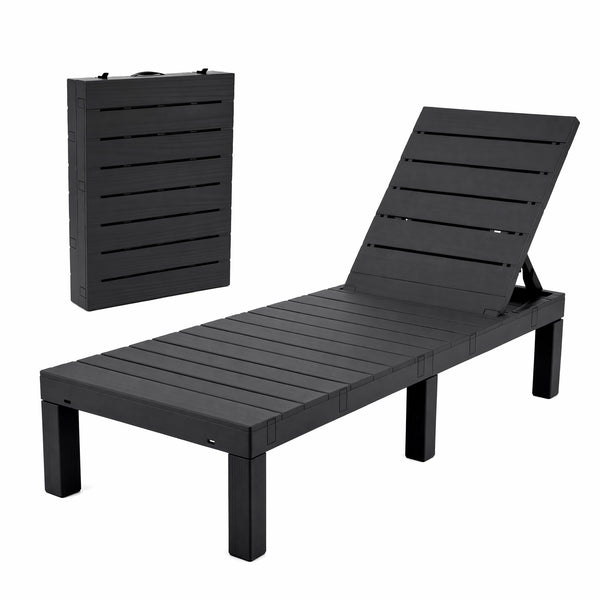 Gardeon Sun Lounge Outdoor Folding Recliner Patio Pool Beach Chair Slatted Black Devanti