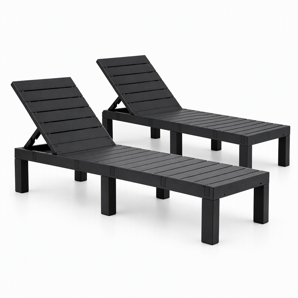 Gardeon 2X Foldable Sun Lounges Outdoor Recliner Patio Beach Chair Slatted Black Awezingly