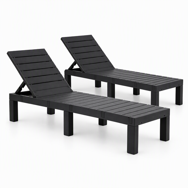 Gardeon 2X Foldable Sun Lounges Outdoor Recliner Patio Beach Chair Slatted Black Awezingly