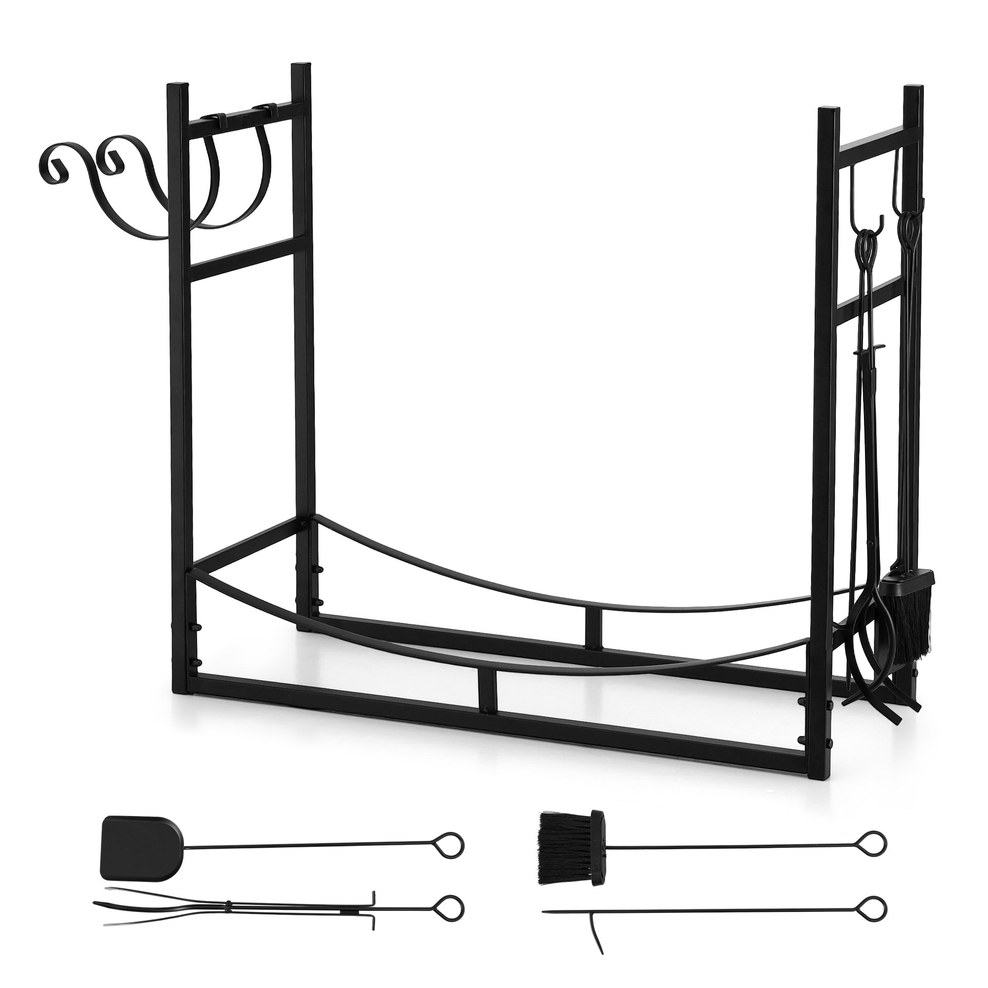 Gardeon Firewood Rack 84cm Wood Rack Firewood Storage Indoor Outdoor Black Gardeon