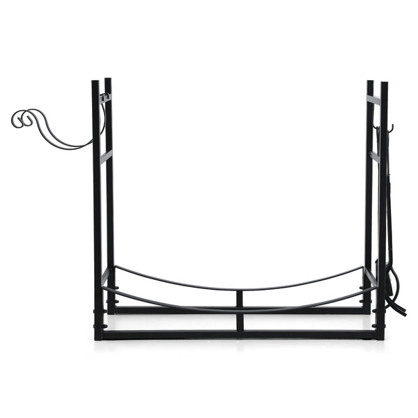Gardeon Firewood Rack 84cm Wood Rack Firewood Storage Indoor Outdoor Black Gardeon