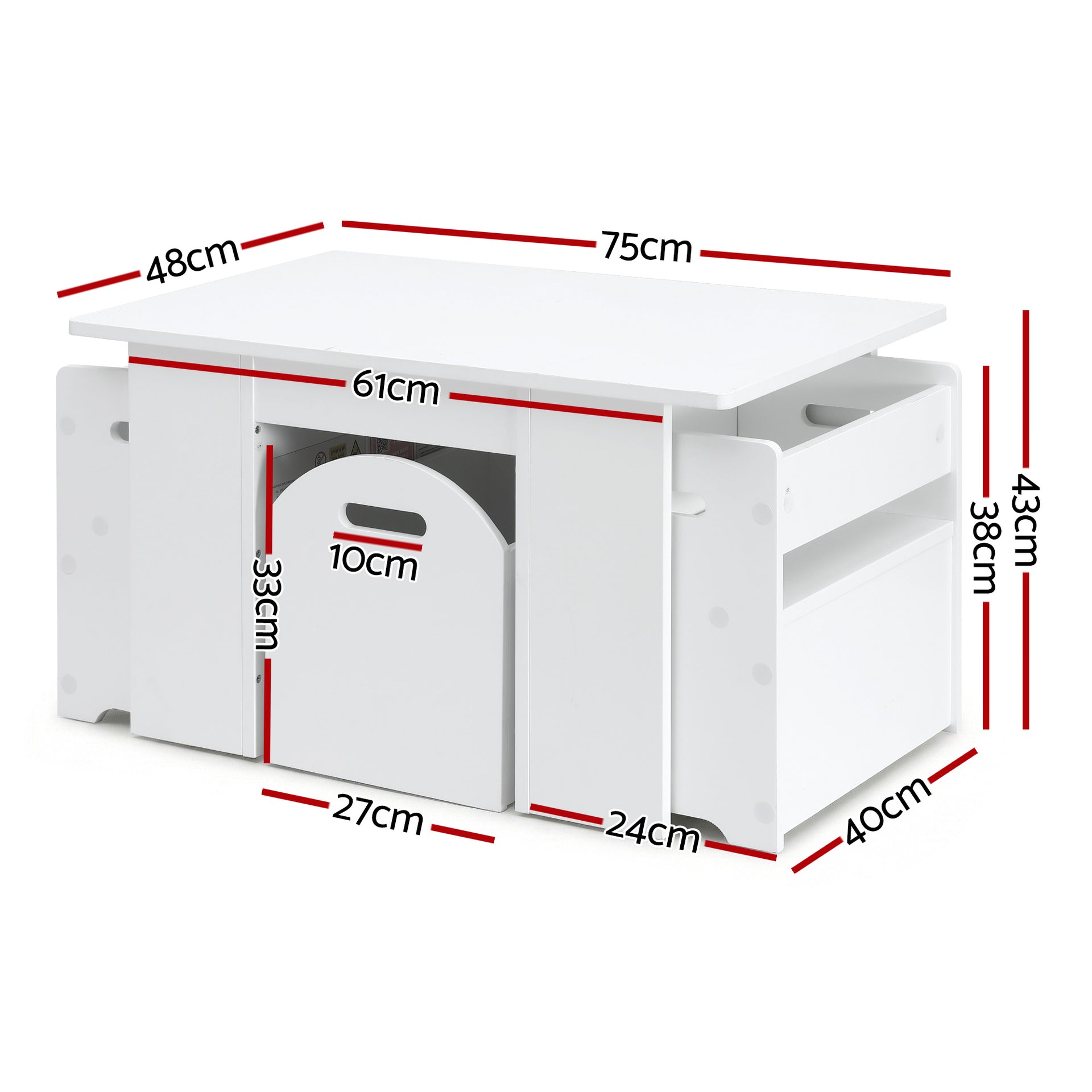 Keezi 3PCS Kids Table and Chairs Set Storage Toys Play Activity Desk Awezingly