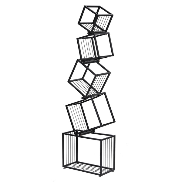 Artiss 5-Tier Bookshelf Metal Geometric Display Shelf Storage Organizer Black Awezingly