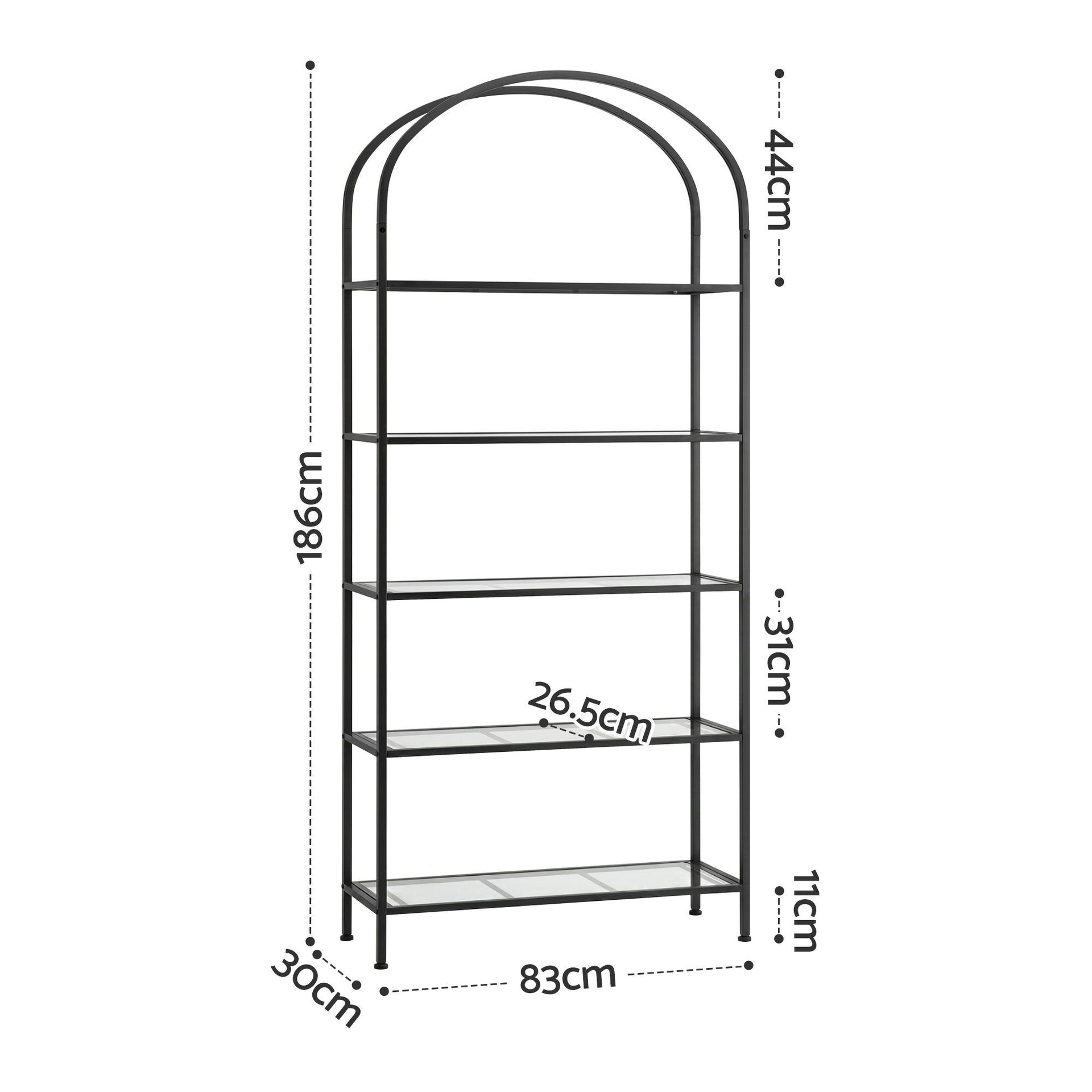 Artiss 5 Tiers Bookshelf Industrial Etagere Bookcase Display Shelf Black Awezingly