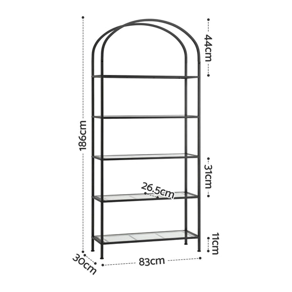 Artiss 5 Tiers Bookshelf Industrial Etagere Bookcase Display Shelf Black Awezingly