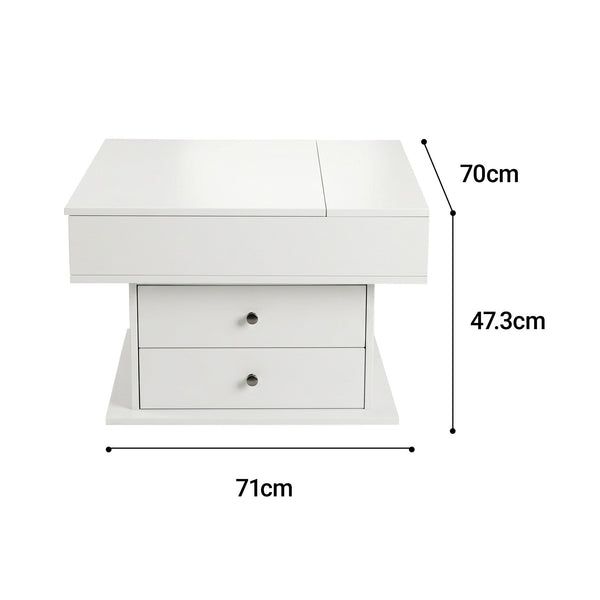 Artiss Lift Top Coffee Table Centre Table with Rotating Top Hidden Storage White Awezingly