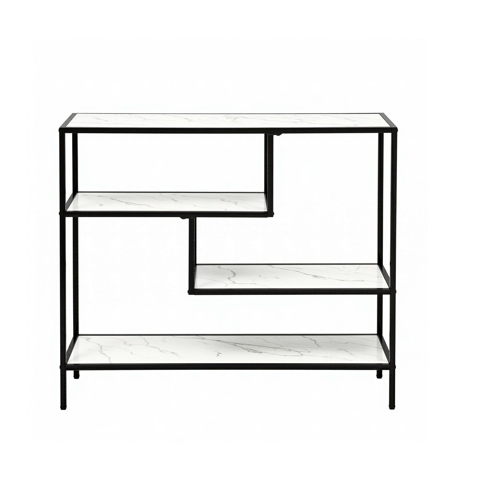 Artiss Console Table Entryway Hallway Marble Effect 4-Tier Storage Shelves White Awezingly