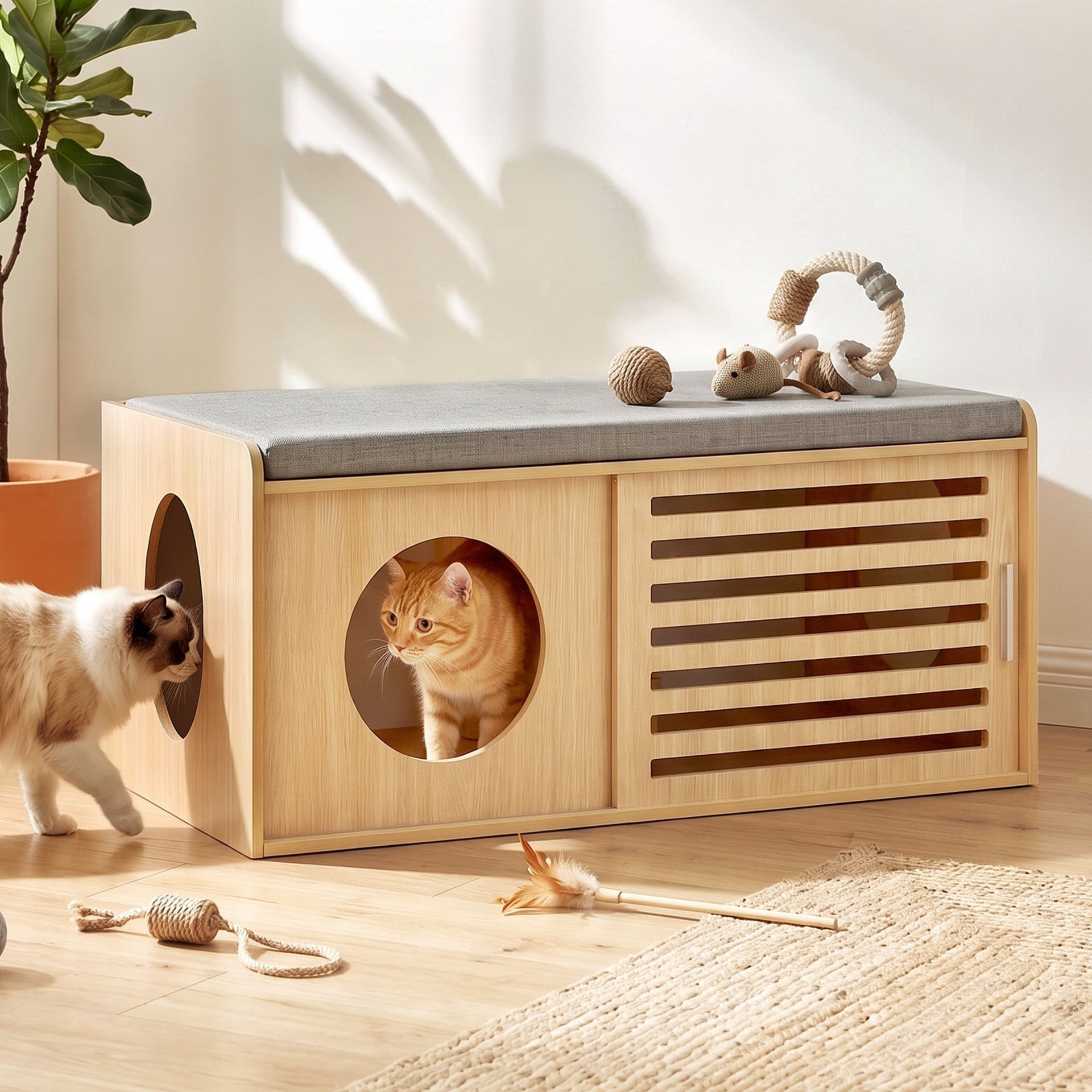 Artiss Pet Ottoman Footrest Bench with MDF Frame 100kg Capacity Natural Artiss