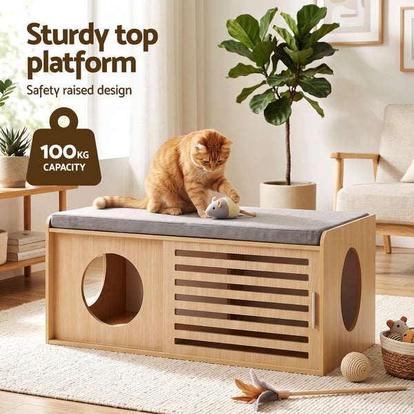 Artiss Pet Ottoman Footrest Bench with MDF Frame 100kg Capacity Natural Artiss