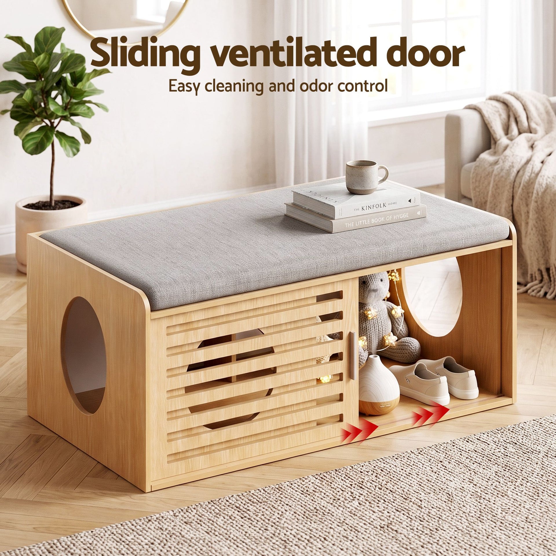 Artiss Pet Ottoman Footrest Bench with MDF Frame 100kg Capacity Natural Artiss