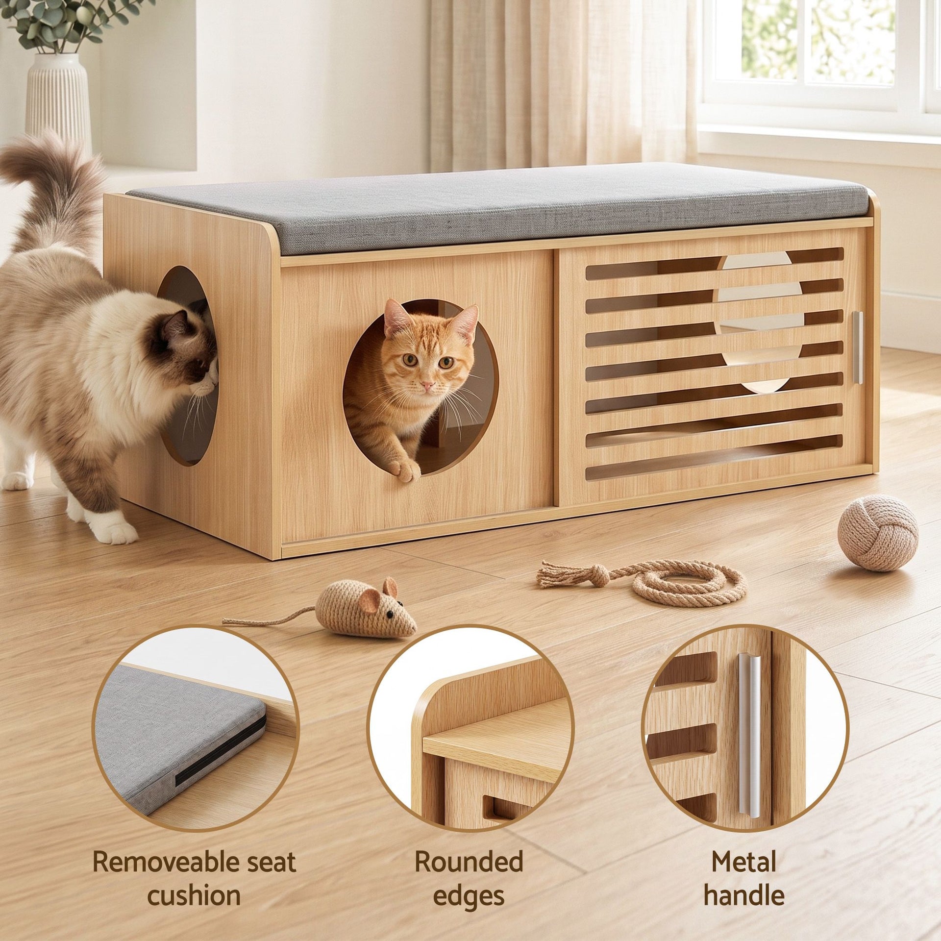 Artiss Pet Ottoman Footrest Bench with MDF Frame 100kg Capacity Natural Artiss