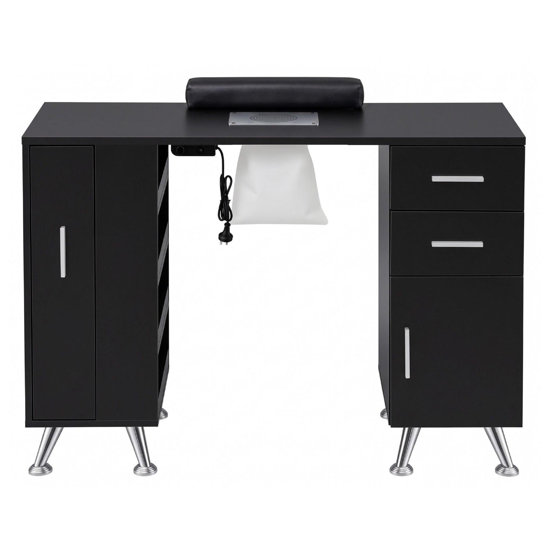 Artiss Manicure Table Nail Desk with Built-in Dust Collector Beauty Salon Station Drawers Shelves Wrist Cushion Black Awezingly