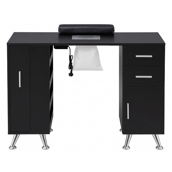 Artiss Manicure Table Nail Desk with Built-in Dust Collector Beauty Salon Station Drawers Shelves Wrist Cushion Black Awezingly