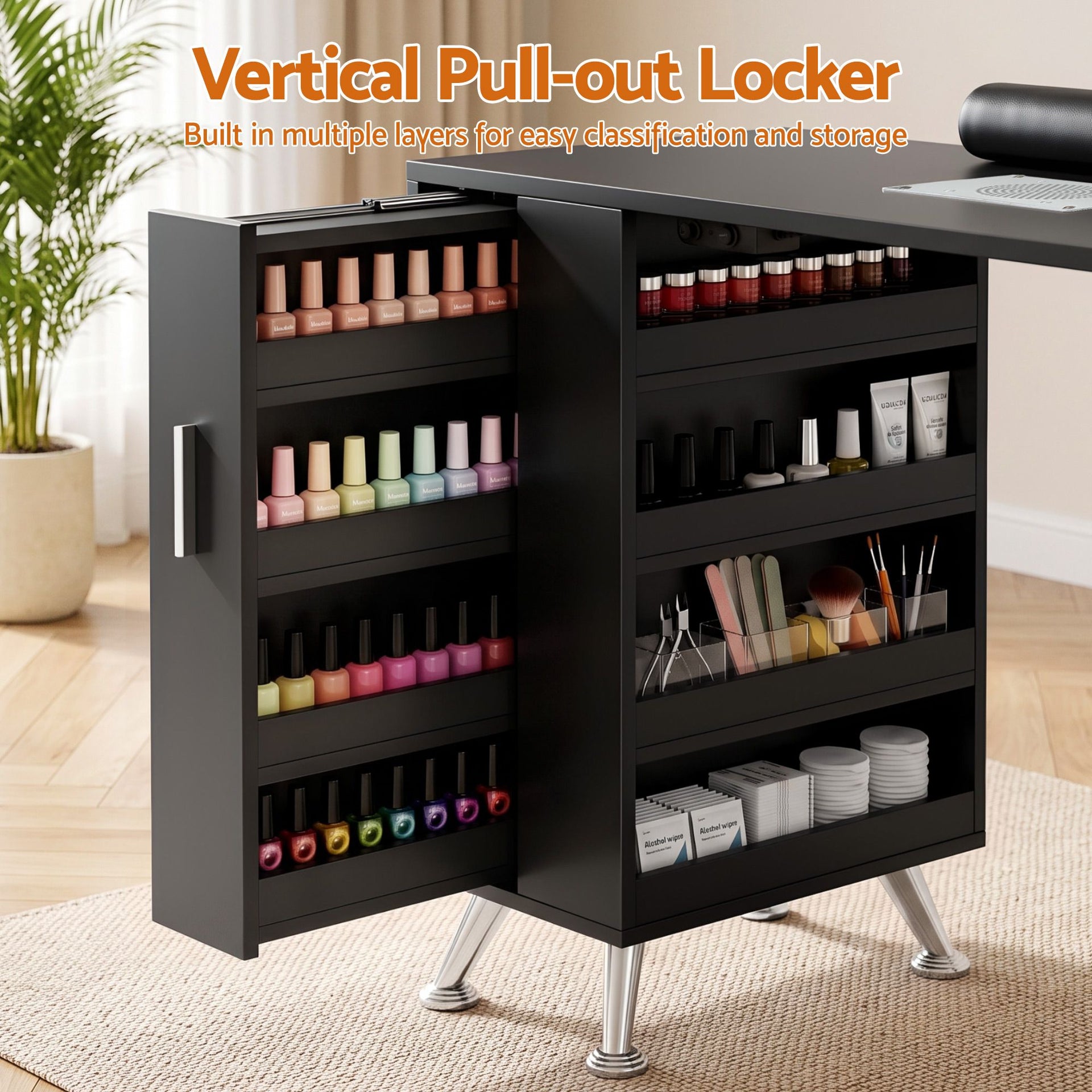 Artiss Manicure Table Nail Desk with Built-in Dust Collector Beauty Salon Station Drawers Shelves Wrist Cushion Black Awezingly