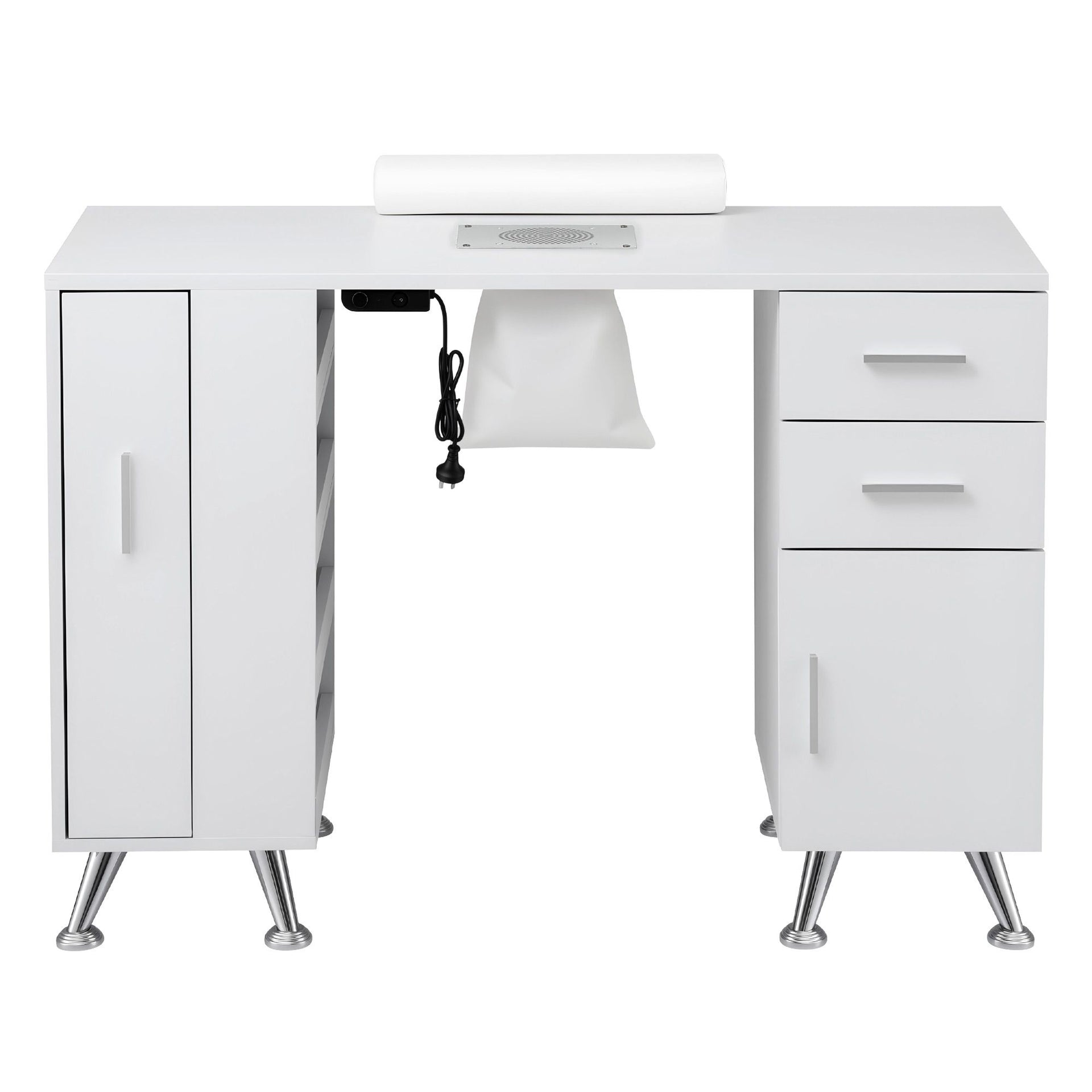 Artiss Manicure Table Nail Desk with Built-in Dust Collector Beauty Salon Station Drawers Shelves Wrist Cushion White Awezingly