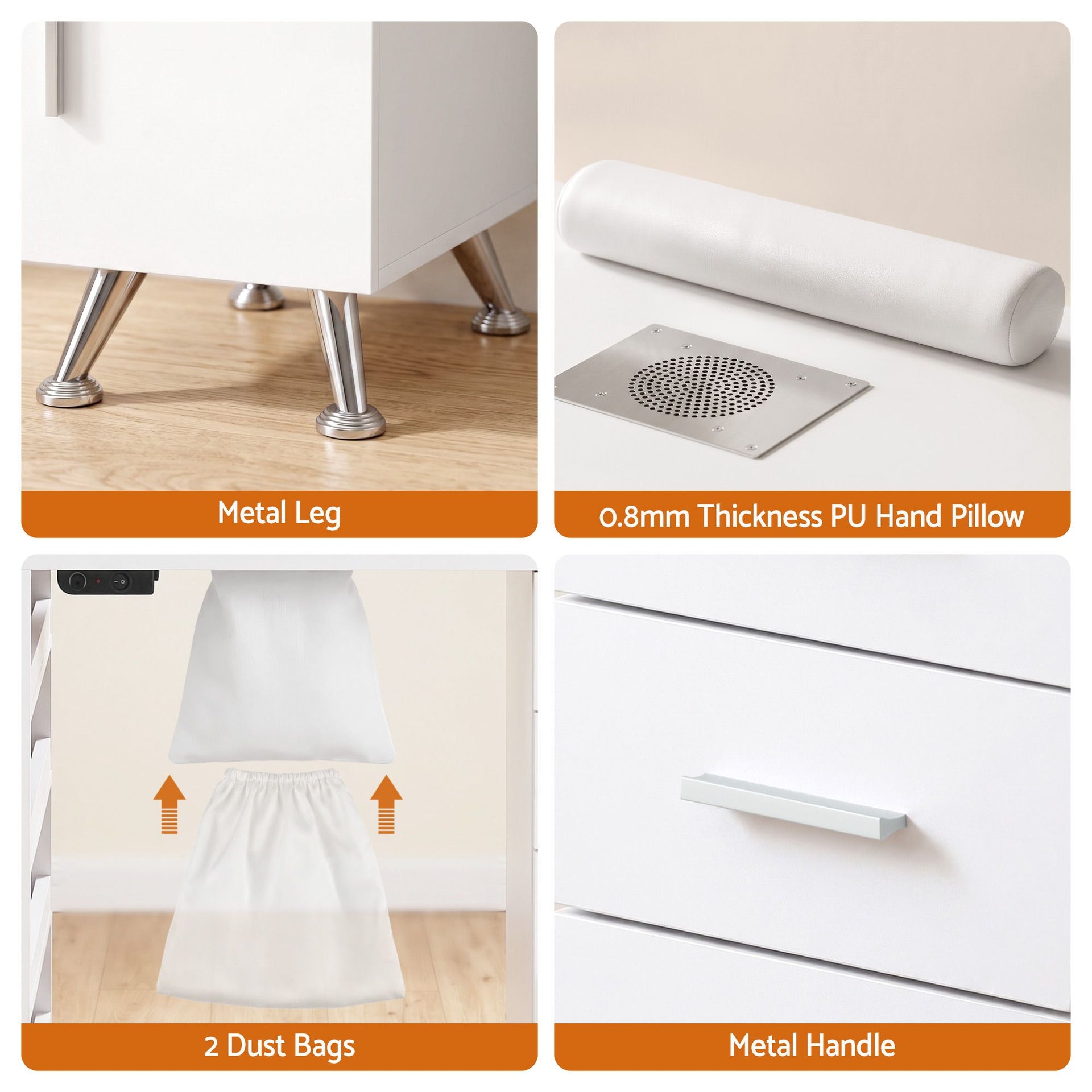 Artiss Manicure Table Nail Desk with Built-in Dust Collector Beauty Salon Station Drawers Shelves Wrist Cushion White Awezingly