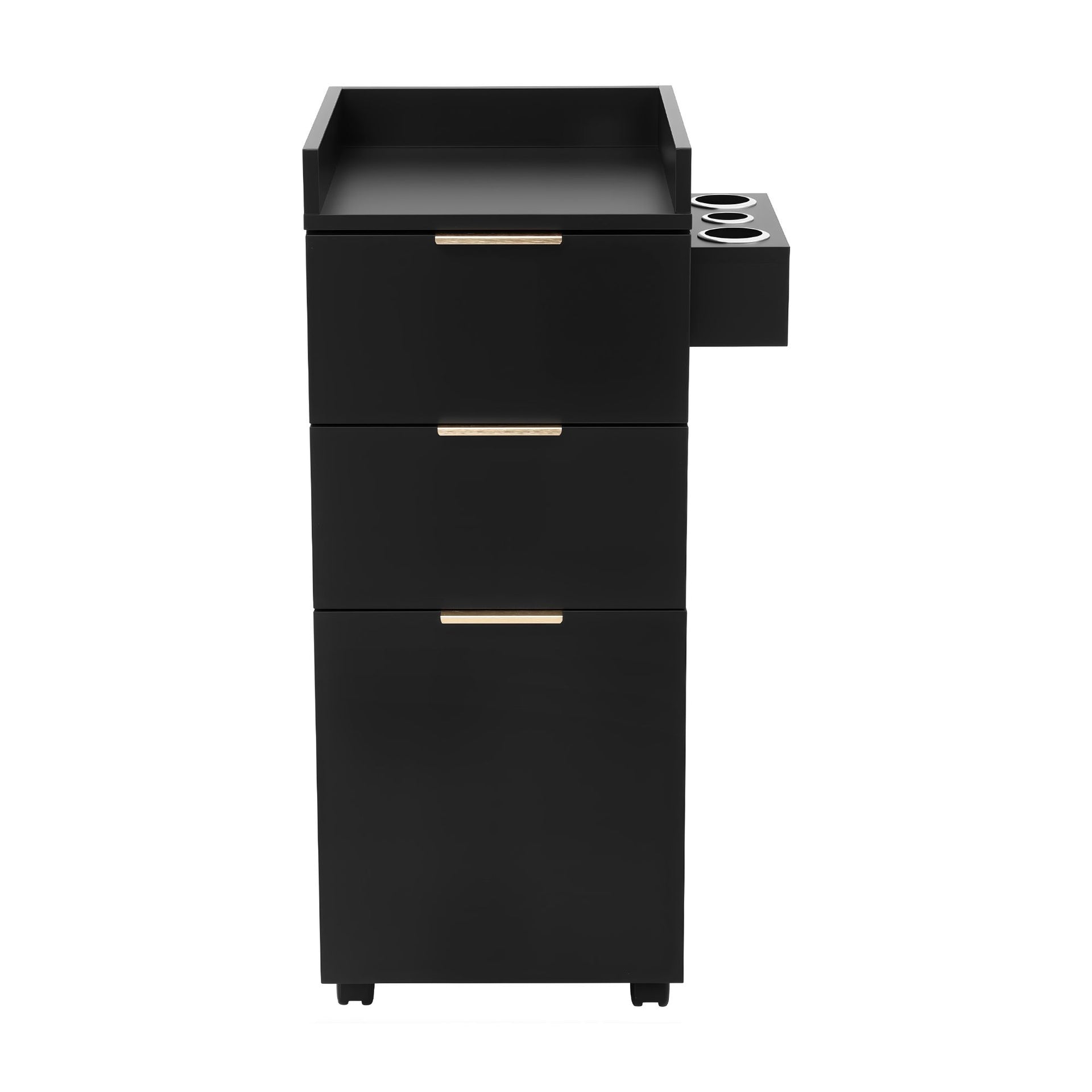 Artiss Professional Salon Station Rolling Cart, Hair Styling Beauty Cabinet with 2 Drawers, Large Supply Cabinet & 3 Appliance Holders, Wood Barber Spa Trolley with 360° Wheels for Skincare & Vanity, Black Awezingly