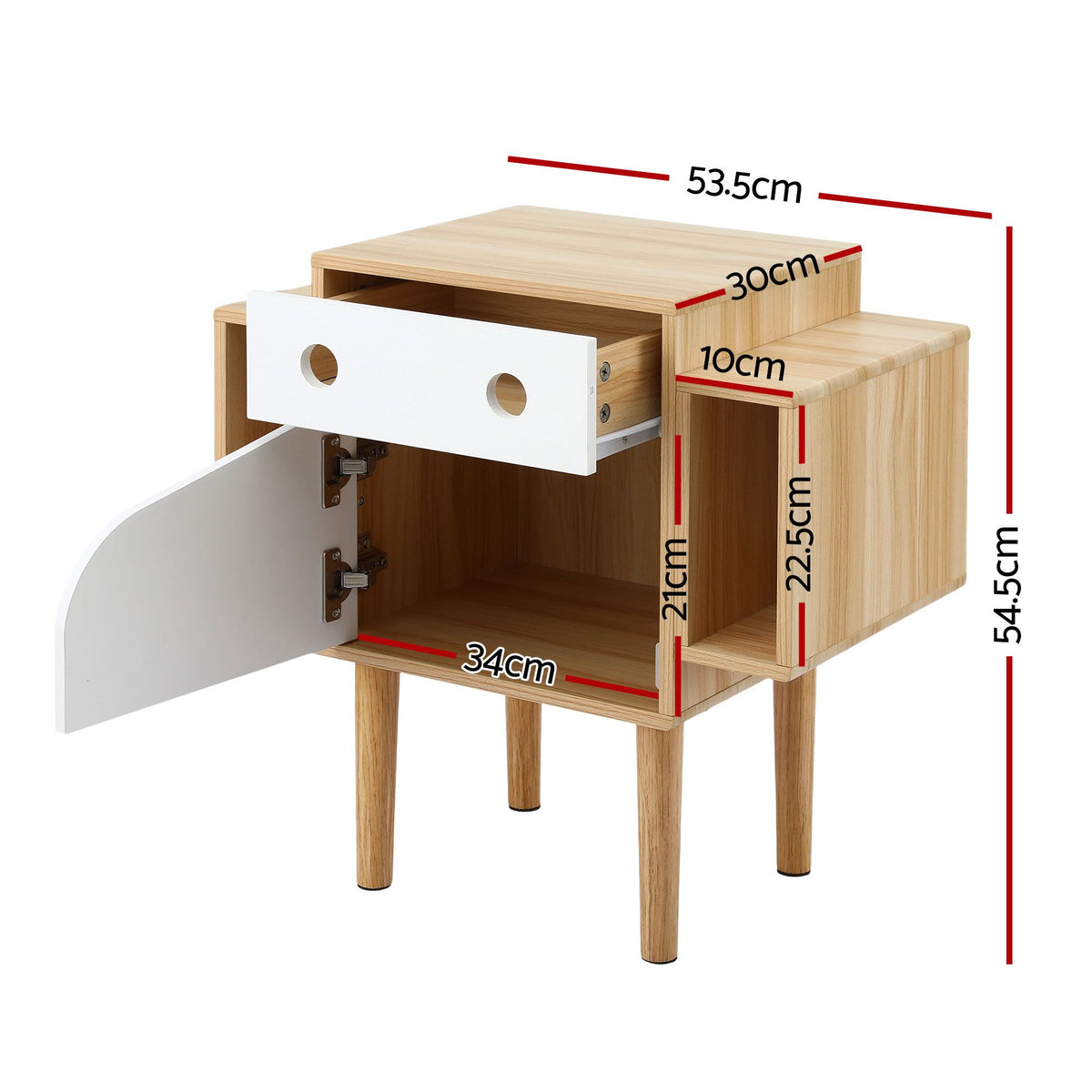 Artiss Bedside Table with Drawer Robot Design for Kids' Room Bedroom Pine Awezingly