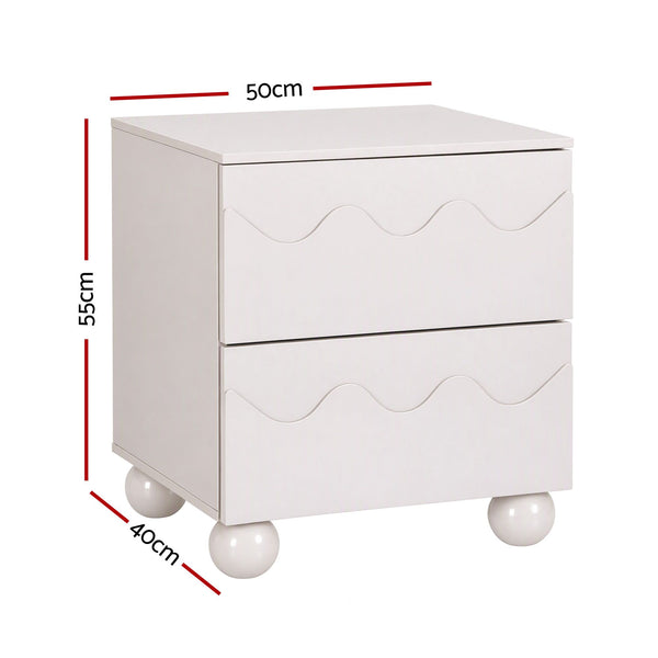 Artiss Bedside Table Nightstand 2 Drawers Storage Side Cabinet Beige Awezingly