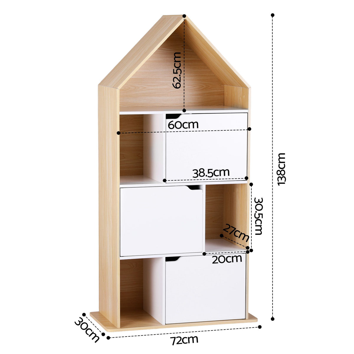 Artiss House Bookshelf 4 Tier Kids Storage Cabinet Shelf Unit White Pine Awezingly