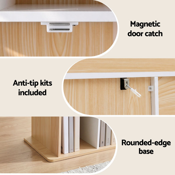 Artiss House Bookshelf 4 Tier Kids Storage Cabinet Shelf Unit White Pine Awezingly