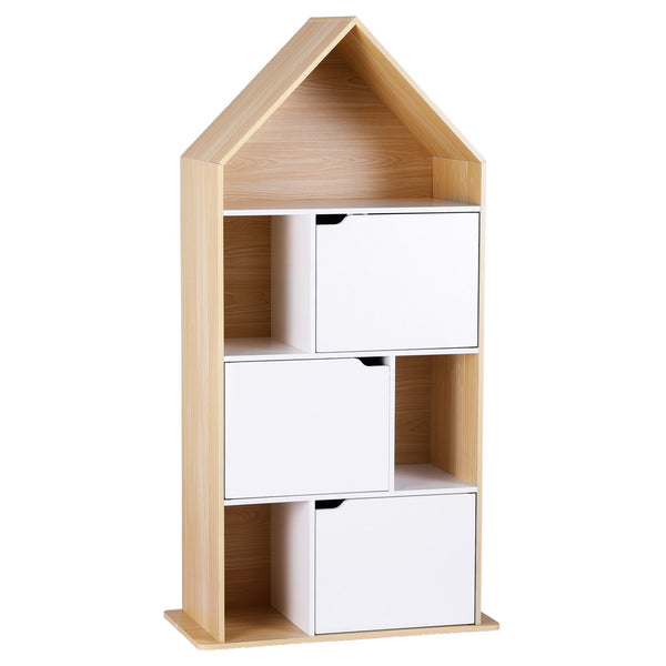 Artiss House Bookshelf 4 Tier Kids Storage Cabinet Shelf Unit White Pine Awezingly