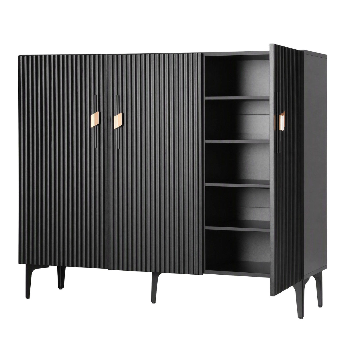 Artiss Shoe Cabinet Fluted Style 25 Pairs Shoe Storage Cupboard Black Awezingly