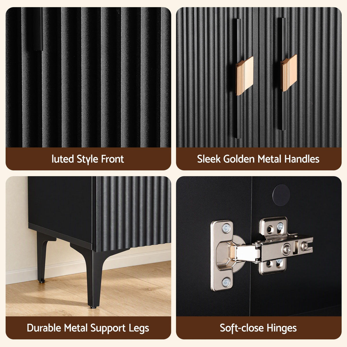 Artiss Shoe Cabinet Fluted Style 25 Pairs Shoe Storage Cupboard Black Awezingly