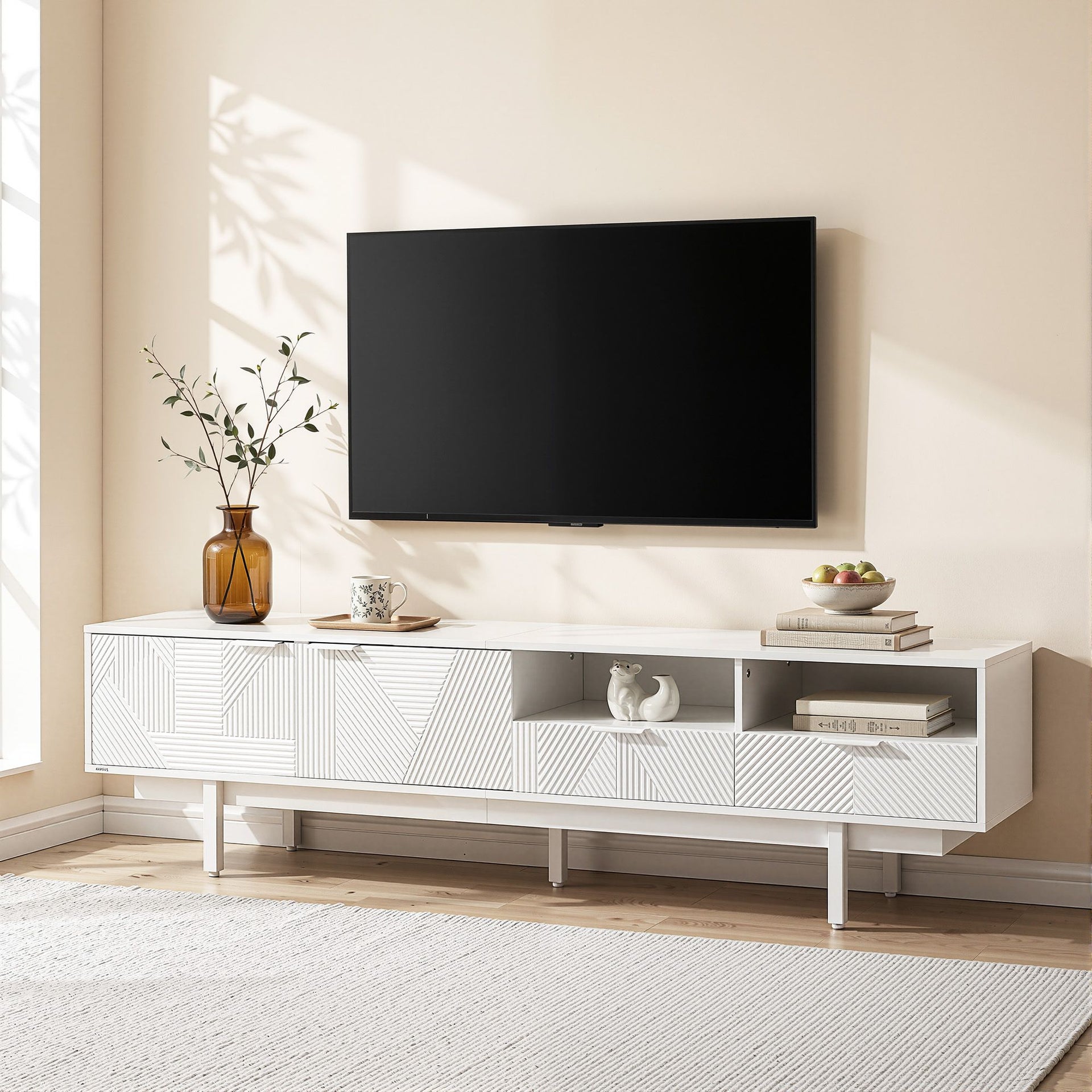 Artiss TV Unit Entertainment Unit Storage Cabinet Drawer 200cm White Awezingly