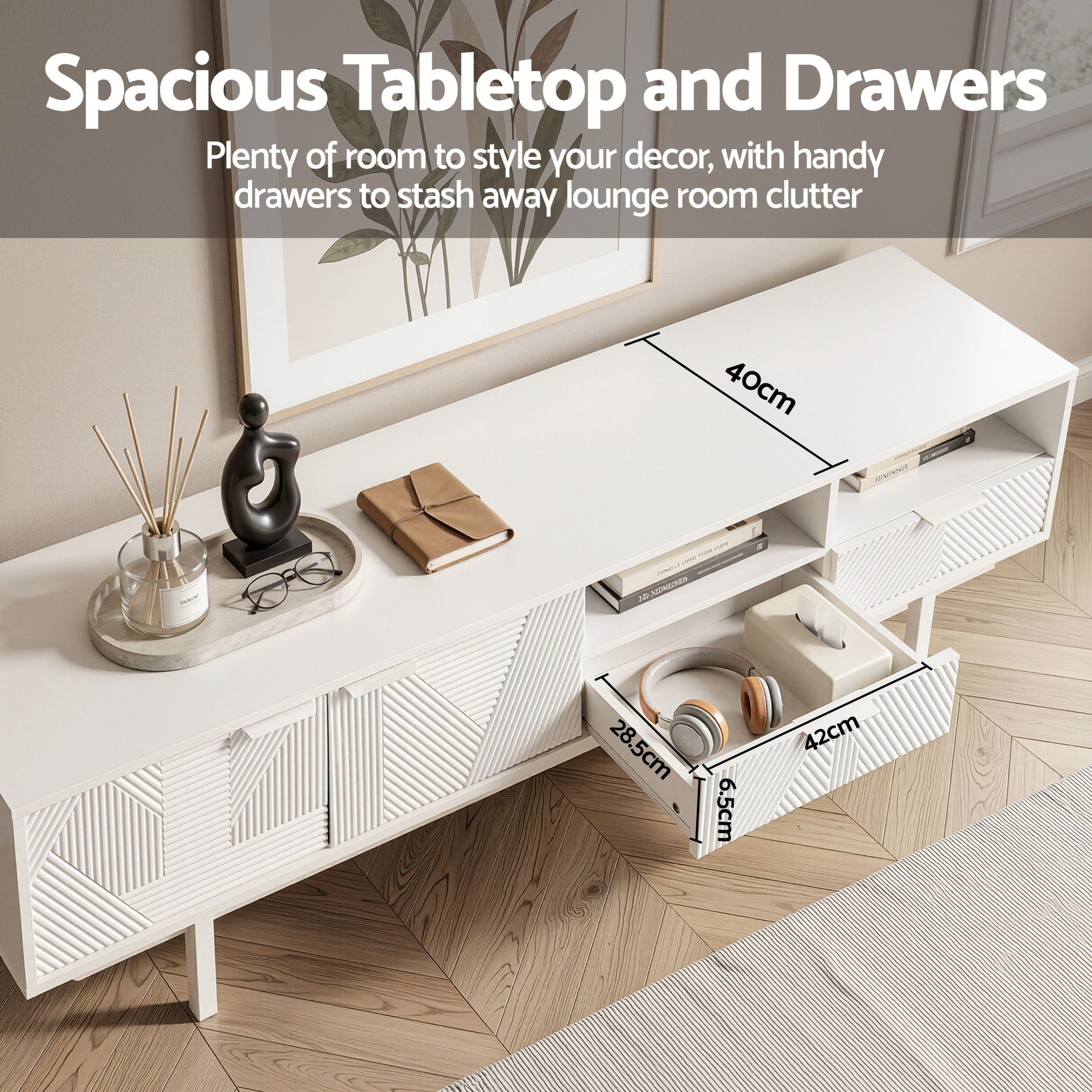 Artiss TV Unit Entertainment Unit Storage Cabinet Drawer 200cm White Awezingly