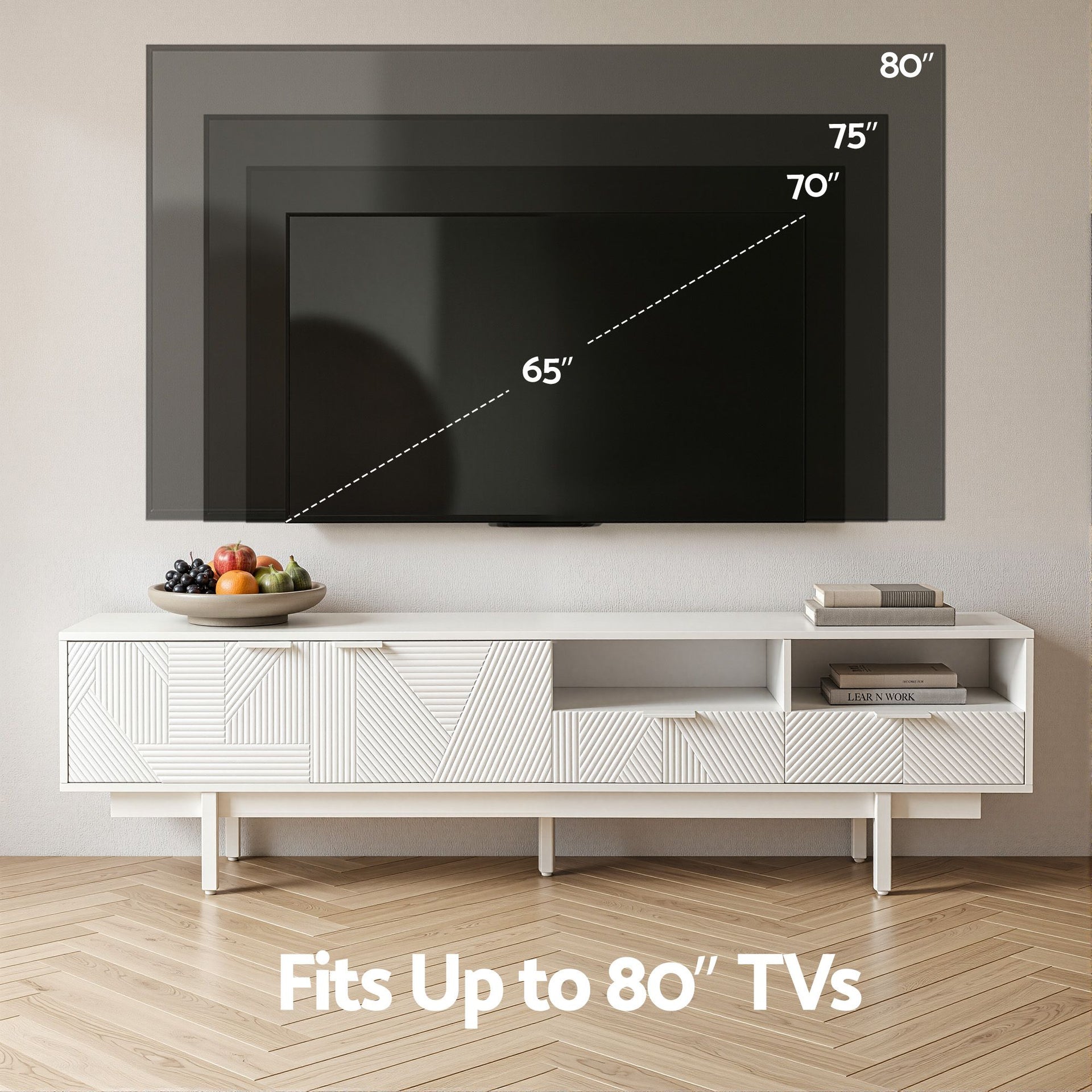 Artiss TV Unit Entertainment Unit Storage Cabinet Drawer 200cm White Awezingly