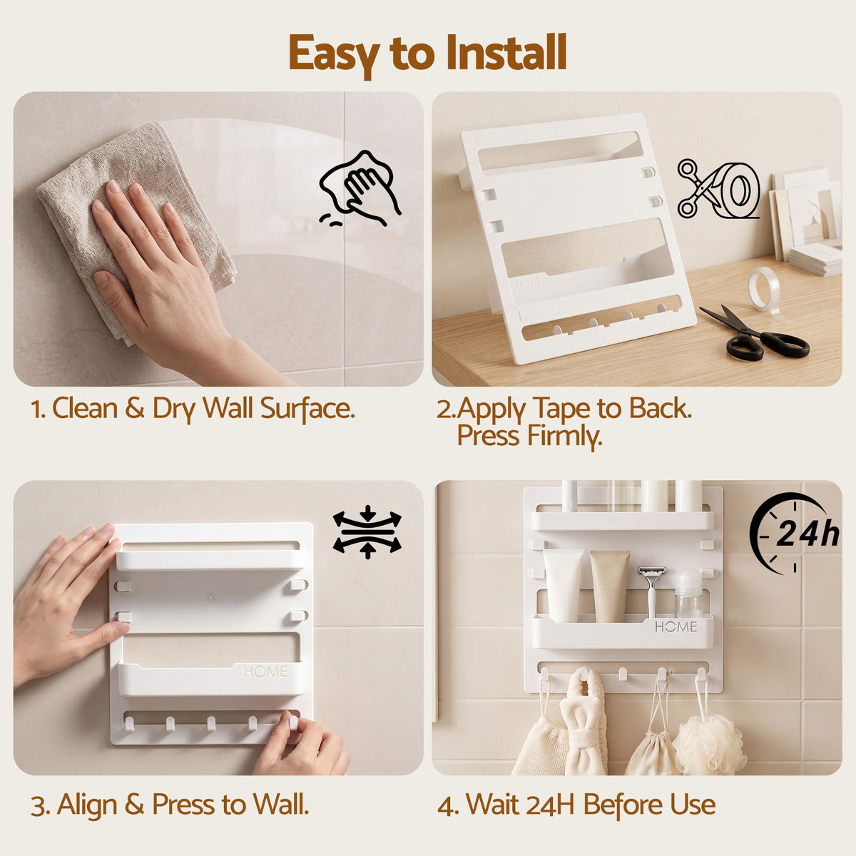 Artiss Bedside Shelf Wall Mount Organizer - Self-Adhesive Floating Nightstand Caddy for Storage, No-Drill Stick-On Aesthetic Room Decor for Girls & Dorms Awezingly