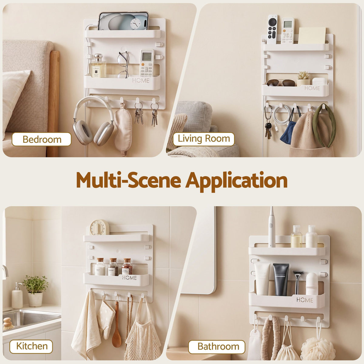 Artiss Bedside Shelf Wall Mount Organizer - Self-Adhesive Floating Nightstand Caddy for Storage, No-Drill Stick-On Aesthetic Room Decor for Girls & Dorms Awezingly