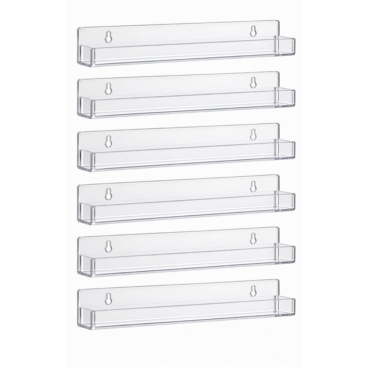 Artiss 6-Pack Acrylic Wall Shelves, Clear Floating Display Shelf with Detachable Panels & Front Lip Awezingly