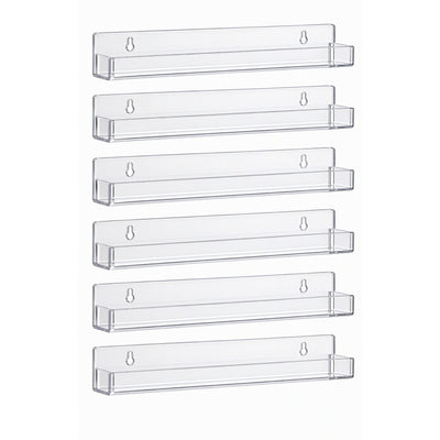 Artiss 6-Pack Acrylic Wall Shelves, Clear Floating Display Shelf with Detachable Panels & Front Lip