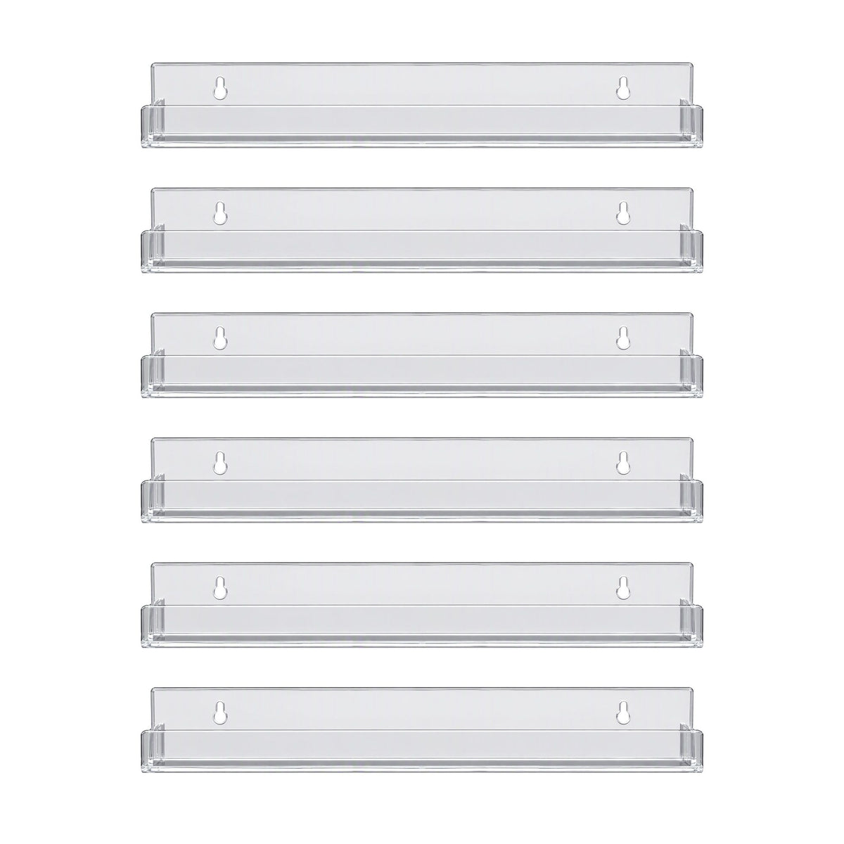 Artiss 6-Pack Acrylic Wall Shelves, Clear Floating Display Shelf with Detachable Panels & Front Lip Awezingly