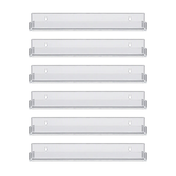 Artiss 6-Pack Acrylic Wall Shelves, Clear Floating Display Shelf with Detachable Panels & Front Lip Awezingly