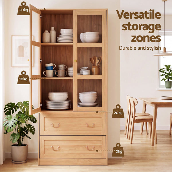 Artiss Buffet Sideboard Cabinet 180cm Hutch Storage Kitchen Drawer Door Wood Awezingly