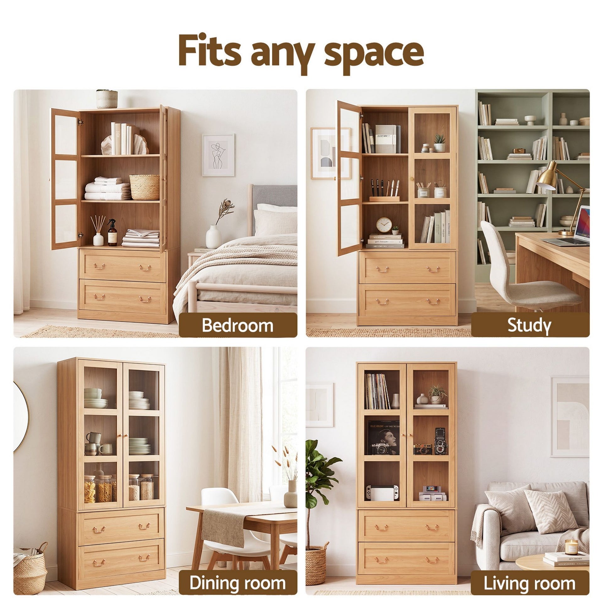 Artiss Buffet Sideboard Cabinet 180cm Hutch Storage Kitchen Drawer Door Wood Awezingly